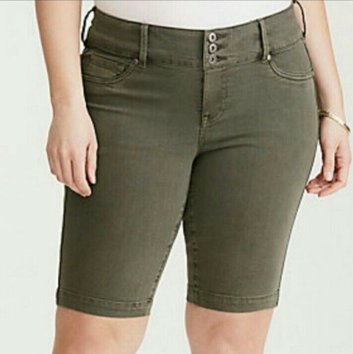 Torrid Fashionable Plus High Rise Jegging Bermuda Green Size shopping Olive In Shorts