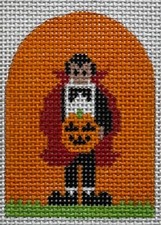 Hand-painted HALLOWEEN VAMPIRE  PUMPKIN Needlepoint Canvas mono 13.5 HA29