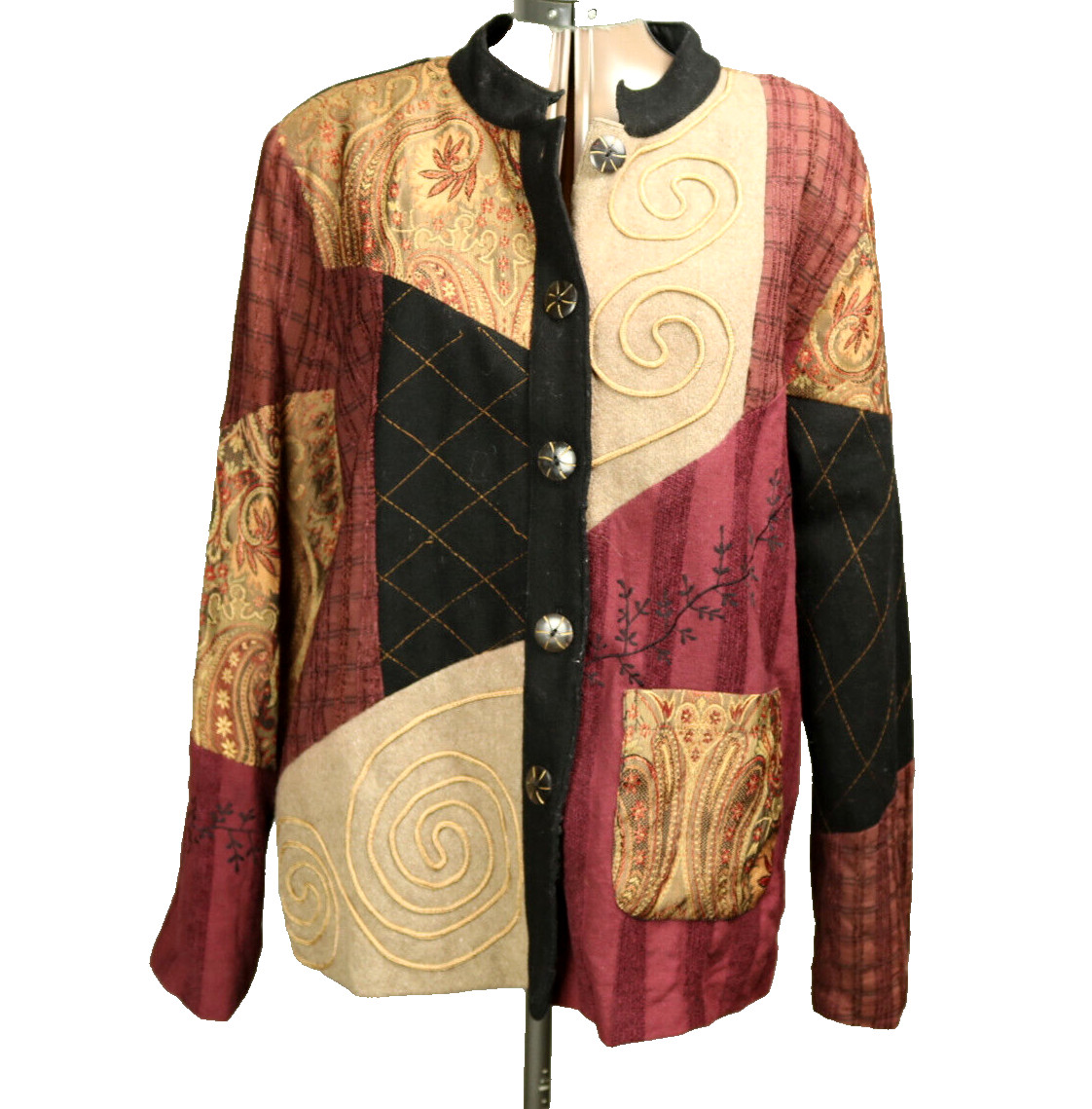 Allure Embroidered Patchwork Blazer Button Front … - image 1