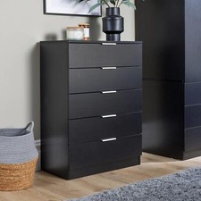 Unità organizzatore mobili camera da letto nera petto 5 cassetti