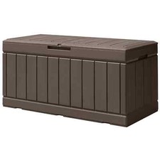 82 Gallon Outdoor Storage Patio Deck Box Waterproof Resin Container Bench Garde