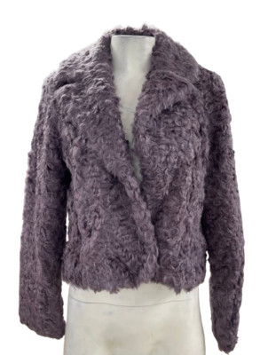 KATE SPADE NEW YORK DARK ORCHID FAUX FUR JACKET