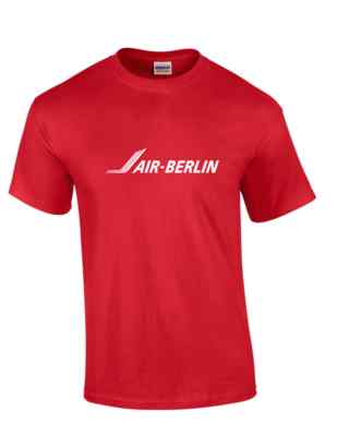 Air Berlin White Logo German Airline Red Cotton Short Sleeve T-Shirt