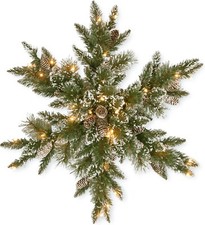 National Tree Company Pre-Lit Artificial Christmas Star Wreath Frosted Branches
