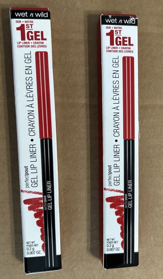 Wet N Wild Perfect Pout Gel Lip Liner #655A Think Flamingos &656B Red the Scene - Image 2 of 4