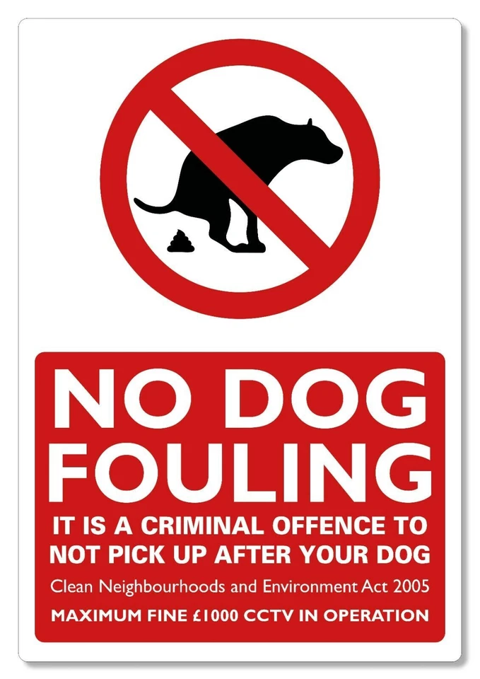 PINKCROW METAL SIGN No dog fouling Criminal Offence CCTV in operation Maximum Fine £1000