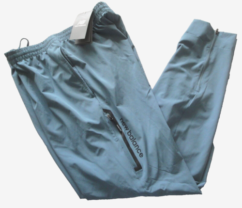 NWT $75 Men's NEW BALANCE JOGGERS PANTS Lighweight REFLECTIVE Zip Pocket XL Blue