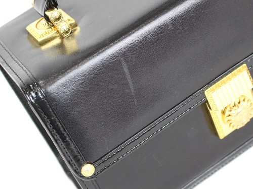 Gianni Versace Hand Bag Box Black Gold Hardware Leather Japan Used - Picture 7 of 18
