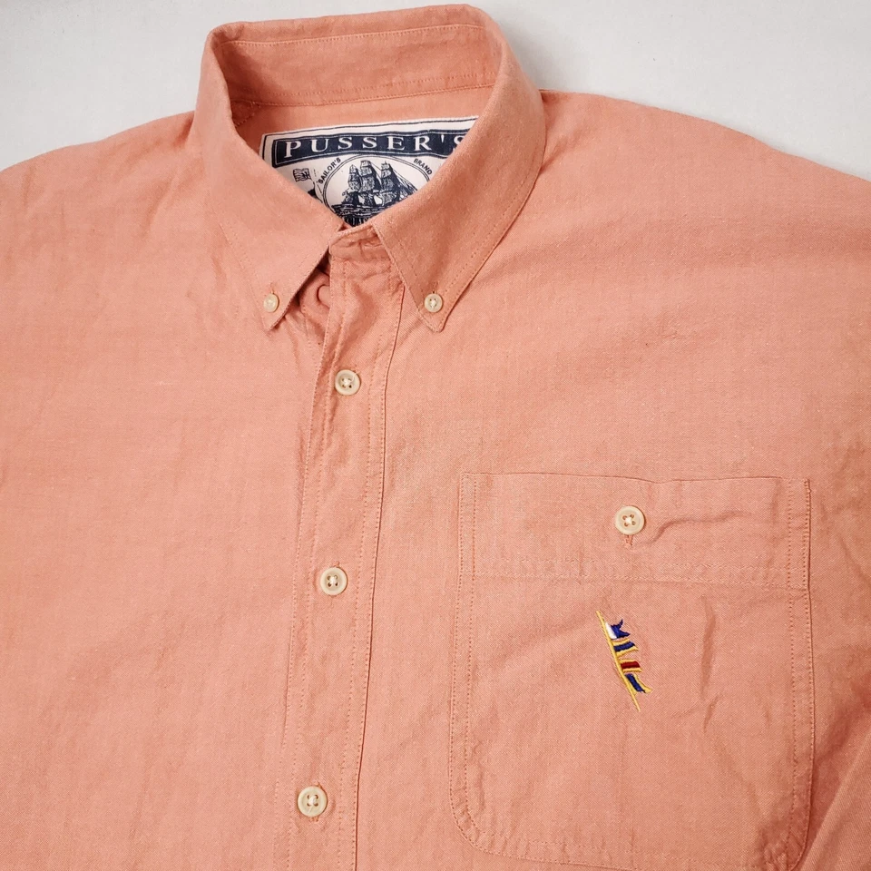 Pussers Indias Occidentales Salmón Abotonado XL Yate Vela Navegación Costa Navegación Playa Foto 4 de 4