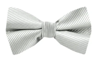 Men's 100% Silk Designer Self Tie Corded Bowtie Silver - NWT - Image 1 of 3