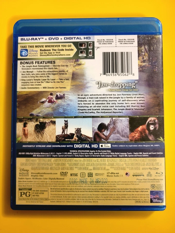 The Jungle Book (blu-ray + dvd) No Digital Code  - Image 2 of 4