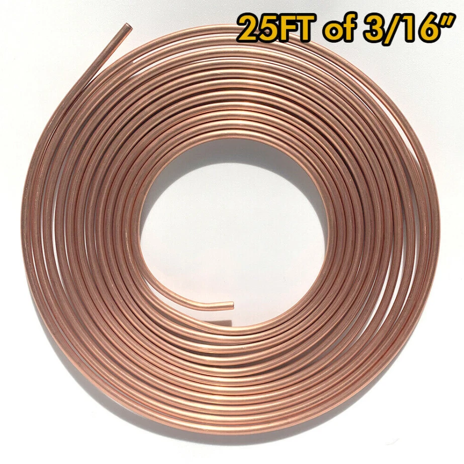 Kit de tubería de línea de freno de cobre de hierro para envío de EE. UU. 3/16" OD 25 pies bobina rollos todos los accesorios Foto 2 de 4