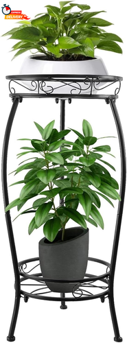 Plant Stand Indoor, 2 Tier 27.1'' Tall Metal Plant Stands Outdoor, Rustproof Cor