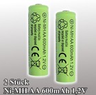 2x AA 600mAh 1,2V Ni-MH/NiMH Wiederaufladbar Ersatzakku Solarleuchten 2er Pack