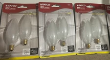 New 6-bulb pack Satco 40W Torpedo Light Blub Frosted White Candelabra S3786