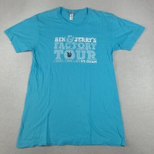 Ben & Jerry T Shirt Blue Short Sleeve Basic Adult Casual Tee Size M Factory Tour