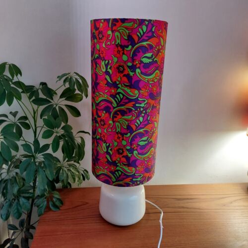 Psychedelic Large 60s 70s retro Table Lamp & base Lampshade Retro Funky Red - Picture 2 of 13