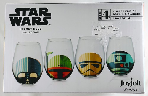 JoyJolt 4 LIMITED EDITION DRINKING GLASSES Star Wars Helmet Hues Collection 19oz - Picture 2 of 13