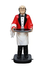 Waiter Statue Butler Server Statue Holding Serving Tray 3 FT Indoor Outdoor