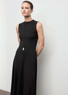 NEW MANGO Pleated A-line dress BLACK SIZE S /100%AUTHENTIC