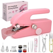 Komplettes Nähset: Tragbare Mini Nähmaschine, Zubehör & Benutzerhandbuch in Rosa