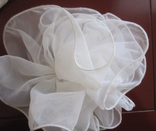 NEW CHIFFON WHITE Ruffled BARRETTE HAIR BOW BEAUTY