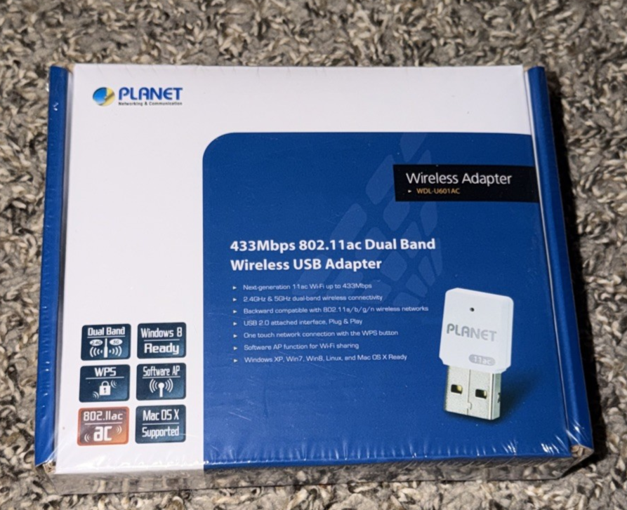 Planet Technologies Wireless USB Dual Band Adapter 433Mbps 802.1.1ac  NEW