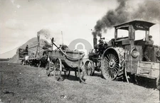 c 1915 JI CASE STEAM ENGINE Farm THRESHING RPPC Photo Postcard COPY