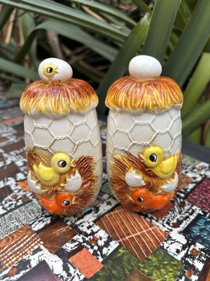 Vintage Sears, Rehbock Schlüpfen Huhn Salz Pfefferstreuer Keramik