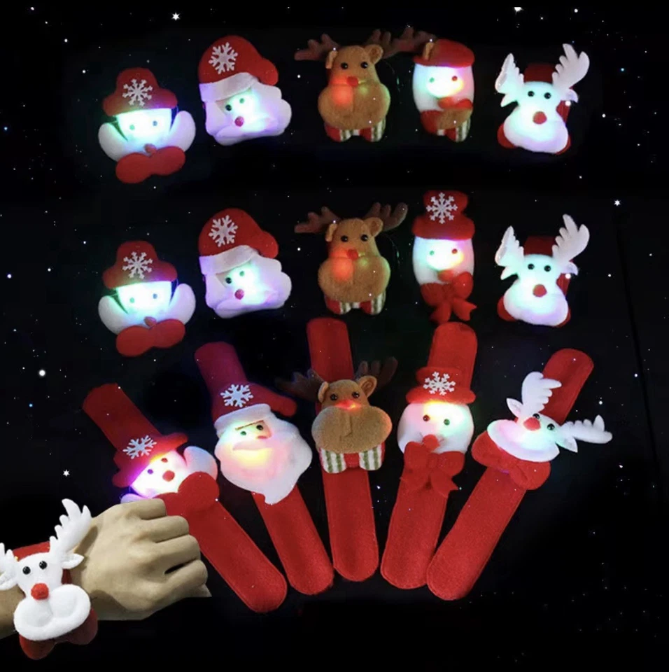 Pulseira de pelúcia leve Papai Noel com anel de pressão pulseira de Natal luminosa - Imagem 4 de 4