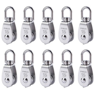 M15 Single Pulley Block Loading 100lbs 10 Pack 304 Stainless Steel Wire Rope Sin