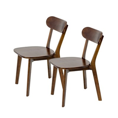 Solid Wood Dining Chairs Set of 2, Mid-Century Modern, Walnut