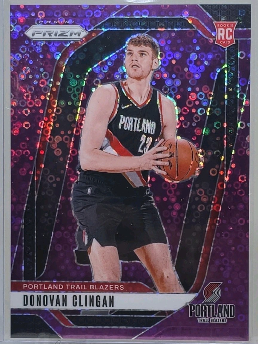 2024-25 Panini Prizm DONOVAN CLINGAN RC #221 Purple Fast Break Prizm #'d /75