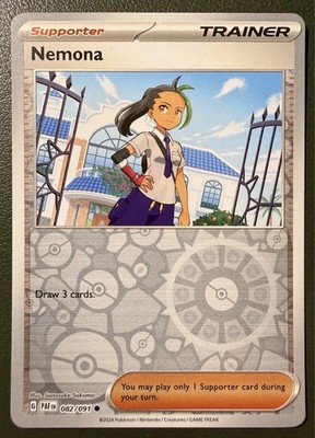 Pokemon TCG Nemona 82/91 Paldean Fates Reverse Holo NM