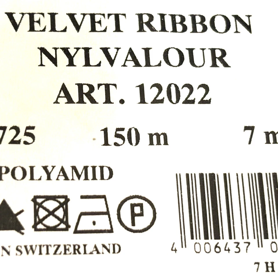 Swiss Velvet Ribbon Nylvalour 7mm Black Single Sided Soft Luxurious 10 yds - Image 3 of 3