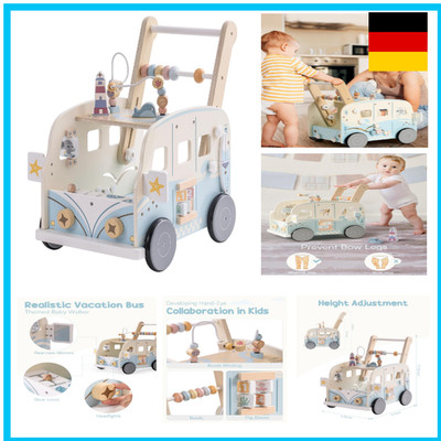 ROBUD Lauflernwagen Holz, Multifunktion Baby Lauflernhilfe mit & Rädern &