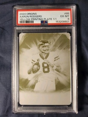 2024 PANINI ORIGINS YELLOW PRINTING PLATE AARON RODGERS CARD #85 PSA 6 #'D 1/1