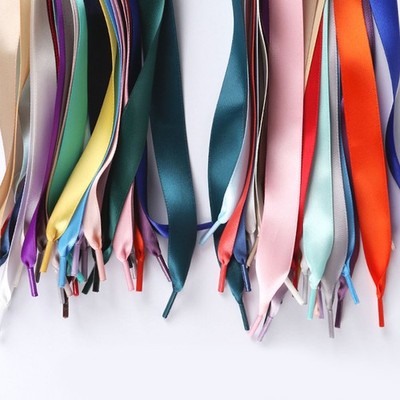 2cm Wide Unisex Various Colors Ribbon Satin Shoe Laces Flat Sport Shoelaces