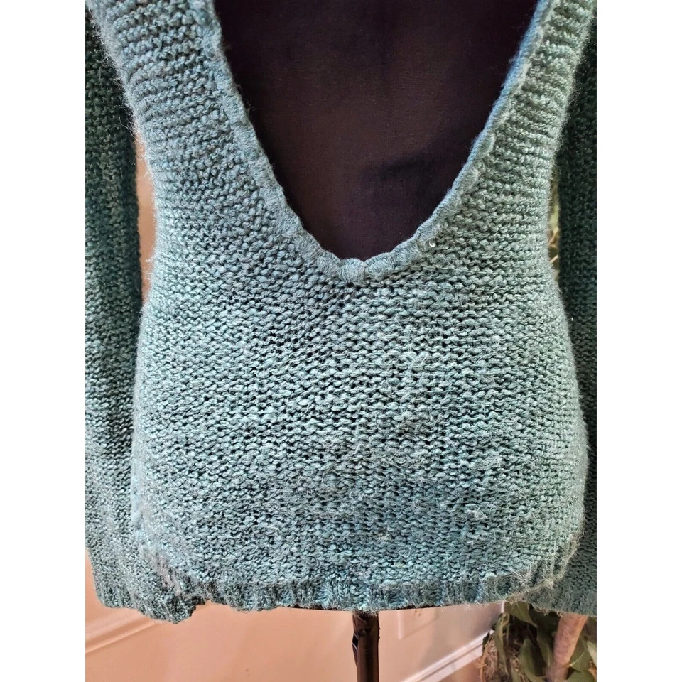 Suéter tejido manga larga cuello redondo acrílico azul American Rag para mujer XS Foto 3 de 4