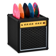 Guitar Pick Holder Box with 5 Celluloid Picks - Amp Speaker Style Storage