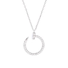 Cartier Juste un Clou Pendant Necklace 18K White Gold and Pave Diamonds