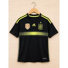 Adidas Spain 2014 Away Soccer Jersey Youth S 9-10Y Black Neon Climacoola