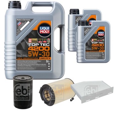 FEBI BILSTEIN Inspektionspaket 7L Liqui Moly Top Tec 4200 5W-30 für VW Golf VI