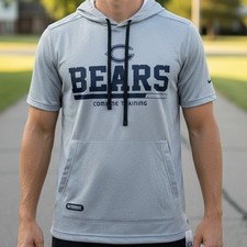 NFL Chicago Bears Combine Training Short Sleeve Hoodie Men's Medium Gray