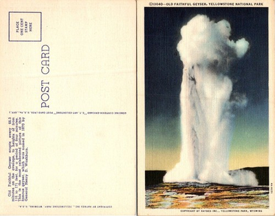 #ad Haynes Old Faithful Geyser Yellowstone Postcard Unposted Vintage Steam Eruption $7.99