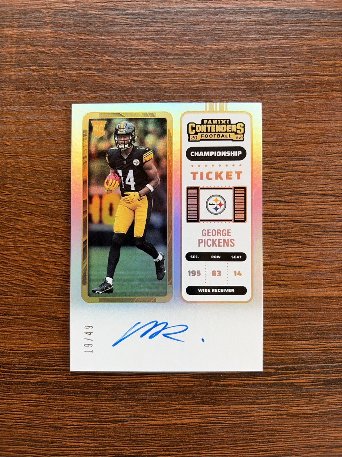 2022 Contenders - GEORGE PICKENS - Championship Ticket /49 - Rookie RC Auto