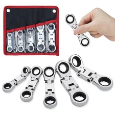 5-Piece Flex-Head Stubby Ratcheting Combination Wrench Set Mini Wrench Set Do