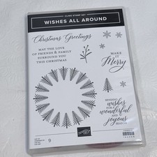 Stampin Up Wishes All Around Unmounted Rubber Stamp Set w Matching Dies 162059