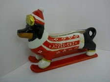 Bella Lux Apres Ski Christmas Holiday Dachshund Soy Candle 10" Ceramic
