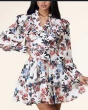 L’ARTISTE By Amy Floral Long Sleeve Wrap Dress Short Size Small